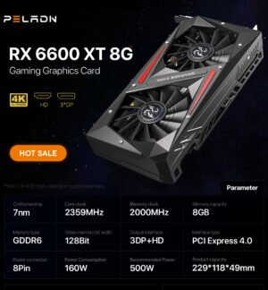 Peladn AMD Radeon RX 6600 XT 8GB graphics card rear view