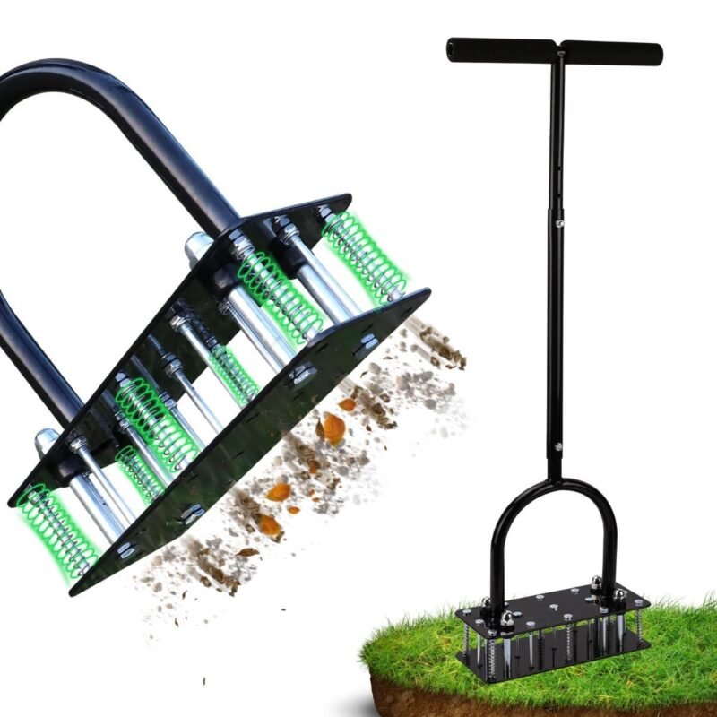 Heavy Duty Lawn Aerator with 15 Spikes - Black
