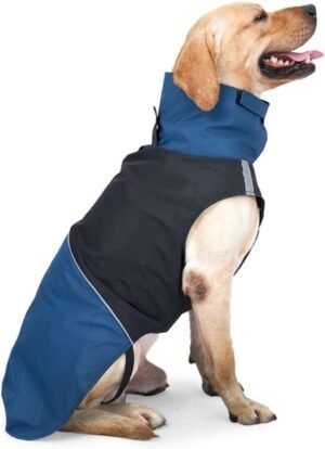Waterproof Dog Rain Coat - Blue-Black XXL