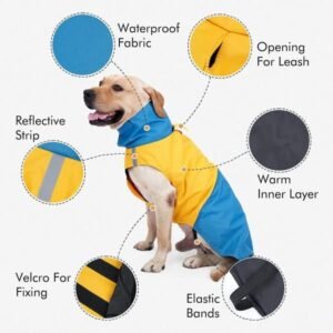 Waterproof Dog Rain Coat - Blue-Black XXL - View 2