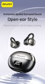 AWEI TZ50 Open-Ear Earbuds with LED Display - Black - View 3