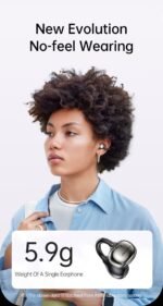 AWEI TZ50 Open-Ear Earbuds with LED Display - Black - View 5