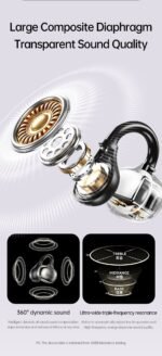 AWEI TZ50 Open-Ear Earbuds with LED Display - Black - View 7
