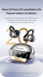 AWEI TZ50 Open-Ear Earbuds with LED Display - Black - View 10