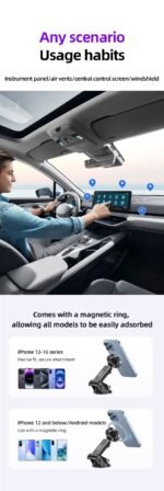 AWEI X88 Suction Cup Car Phone Mount - Black - View 8