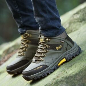 Waterproof High Top Hiking Shoes - Khaki 41 - image 2