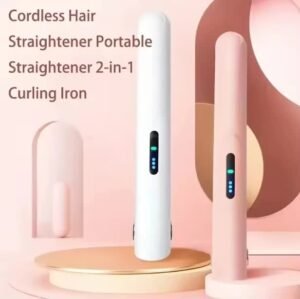 Cordless mini hair straightener and curler white view 2