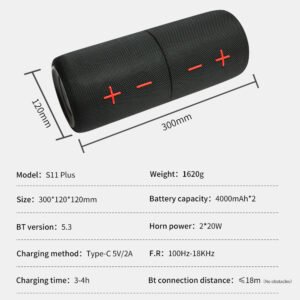 2-in-1 split 40W Bluetooth speaker separated stereo view