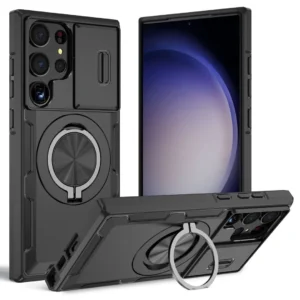 Magnetic Sliding Lens Case For Samsung S23 Ultra | Black Color