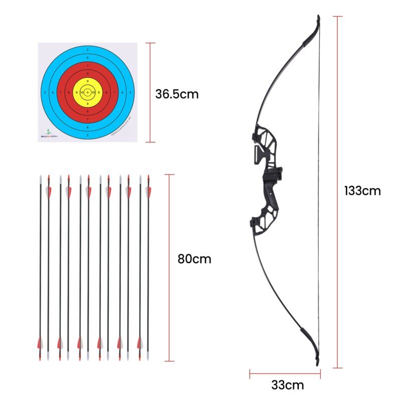Everfit 55lb red recurve bow and arrow set – product gallery image 1