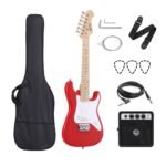 Alpha 30 Inch Junior Electric Guitar Beginner Set with 3W Mini Amp Carry Bag and Accessories Red - Image 2