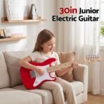 Alpha 30 Inch Junior Electric Guitar Beginner Set with 3W Mini Amp Carry Bag and Accessories Red - Image 5