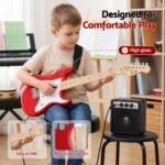 Alpha 30 Inch Junior Electric Guitar Beginner Set with 3W Mini Amp Carry Bag and Accessories Red - Image 7