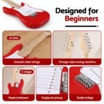 Alpha 30 Inch Junior Electric Guitar Beginner Set with 3W Mini Amp Carry Bag and Accessories Red - Image 8