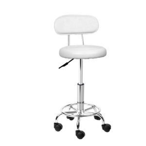 ARTISS white swivel salon stool with backrest