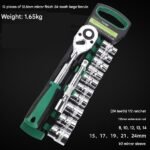 Grey 12.5mm drive socket set with mirror-finish sockets and 24-tooth ratchet – main product image