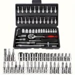 Automotive repair tool set with ratchet, sockets and plastic toolbox – product gallery image 3