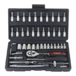 Automotive repair tool set with ratchet, sockets and plastic toolbox – product gallery image 4
