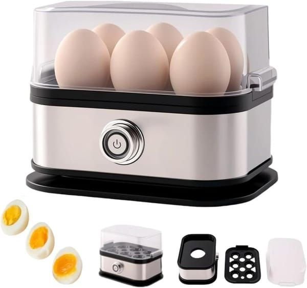 V1106-748-15946-SLR-01-00.jpg Silver electric egg cooker for home kitchen – main product image