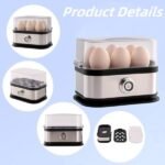 Silver electric egg cooker for home kitchen – product gallery image 2