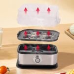 Silver electric egg cooker for home kitchen – product gallery image 4