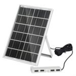 6W 5V solar panel USB charger with four USB ports and aluminium frame – main product image