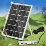6W 5V solar panel USB charger with four USB ports and aluminium frame – product gallery image 2
