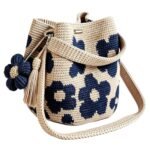 White handmade-style crochet flower tote bag for women – product gallery image 8