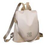 Anti-Theft Large Capacity Backpack for Women, Lightweight Crossbody Shoulder Bag with Adjustable Strap, Multi-Purpose Rucksack for School Work Travel(Beige)