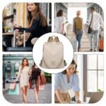 Anti-Theft Large Capacity Backpack for Women, Lightweight Crossbody Shoulder Bag with Adjustable Strap, Multi-Purpose Rucksack for School Work Travel(Beige) - Image 2