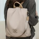 Anti-Theft Large Capacity Backpack for Women, Lightweight Crossbody Shoulder Bag with Adjustable Strap, Multi-Purpose Rucksack for School Work Travel(Beige) - Image 3