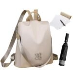 Anti-Theft Large Capacity Backpack for Women, Lightweight Crossbody Shoulder Bag with Adjustable Strap, Multi-Purpose Rucksack for School Work Travel(Beige) - Image 5
