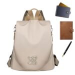 Anti-Theft Large Capacity Backpack for Women, Lightweight Crossbody Shoulder Bag with Adjustable Strap, Multi-Purpose Rucksack for School Work Travel(Beige) - Image 6