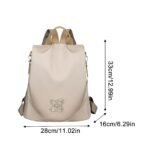 Anti-Theft Large Capacity Backpack for Women, Lightweight Crossbody Shoulder Bag with Adjustable Strap, Multi-Purpose Rucksack for School Work Travel(Beige) - Image 7