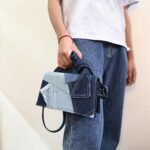 Denim Purse for Women Patchwork Shoulder Bag Jean Handbag Denim Crossbody Bags Top Handle Purse with Adjustable Strap(Blue) - Image 5