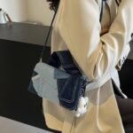 Denim Purse for Women Patchwork Shoulder Bag Jean Handbag Denim Crossbody Bags Top Handle Purse with Adjustable Strap(Blue) - Image 6