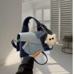 Denim Purse for Women Patchwork Shoulder Bag Jean Handbag Denim Crossbody Bags Top Handle Purse with Adjustable Strap(Blue) - Image 7