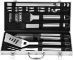 20-piece stainless steel BBQ tool set with aluminium case