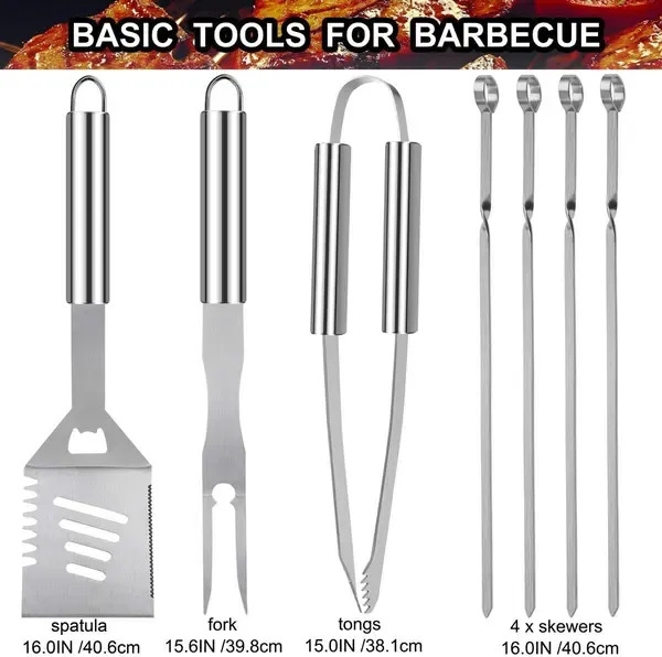 20-piece stainless steel BBQ tool set with aluminium case — additional product view 2