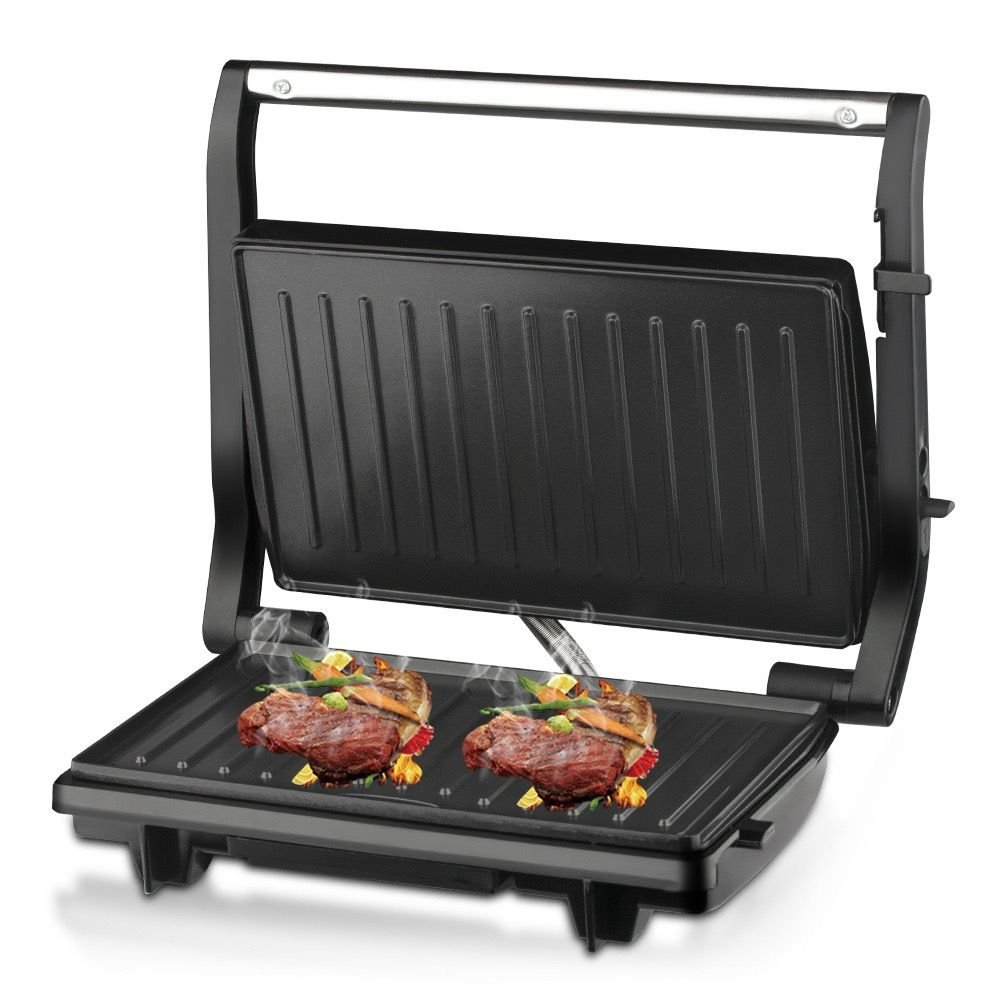 V1341-ZY-FQQ757ER-SILVER-00.jpg Versatile electric grill and panini press in silver – main product image