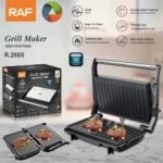 Versatile electric grill and panini press in silver – product gallery image 1