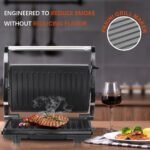 Versatile electric grill and panini press in silver – product gallery image 4