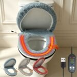 Red USB-powered heated toilet seat cover set – product gallery image 2