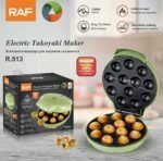 Electric Octopus Ball Maker with Non-Stick Plate, 1200W Compact Design for Homemade Takoyaki and Spherical Snacks, Perfect for Family Kitchens and Gatherings (Green)