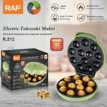 Electric Octopus Ball Maker with Non-Stick Plate, 1200W Compact Design for Homemade Takoyaki and Spherical Snacks, Perfect for Family Kitchens and Gatherings (Green)