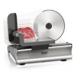 Electric food slicer with 190mm stainless steel blade, silver – product gallery image 3