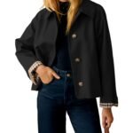 Women's black jacket with plaid cuff detail, size XXL – main product image