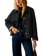 Women's black jacket with plaid cuff detail, size XXL – main product image