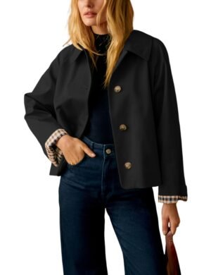 Women's black jacket with plaid cuff detail, size XXL – main product image