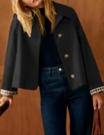 Women's black jacket with plaid cuff detail, size XXL – alternate view 2